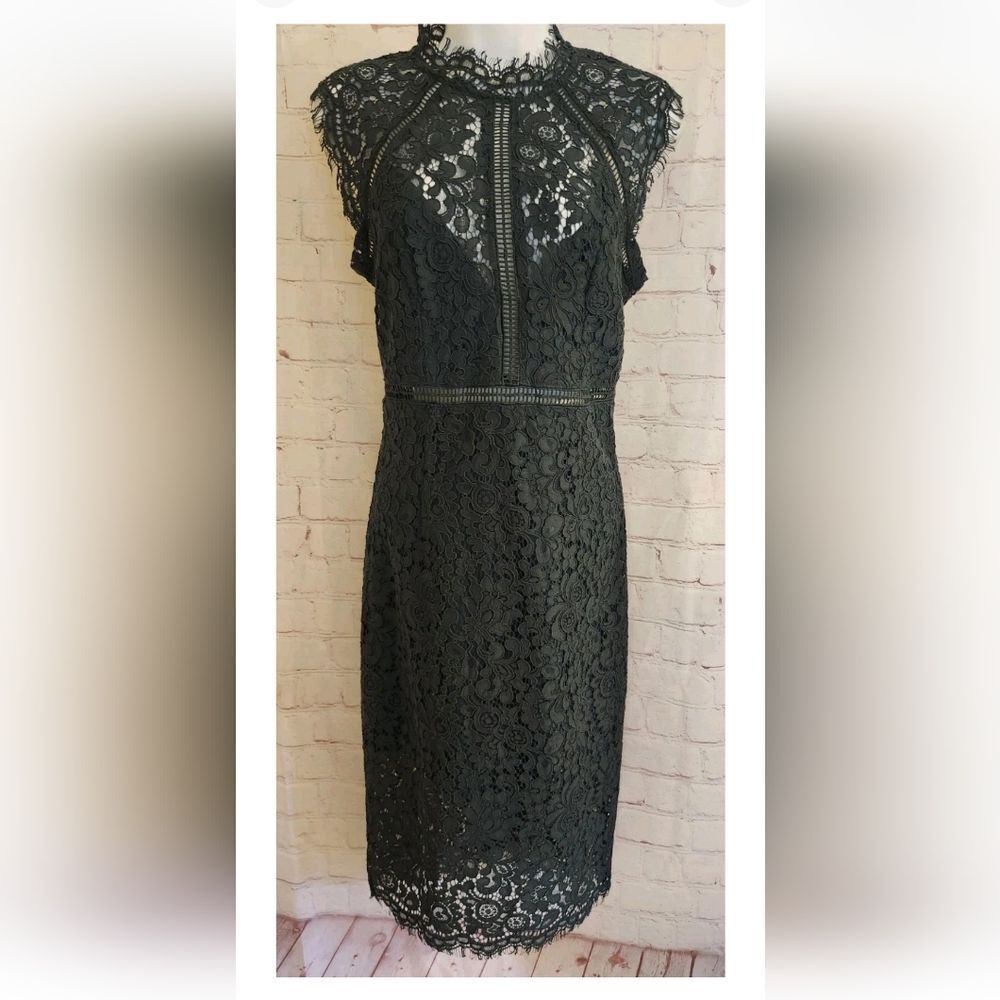 NWT Bardot "Guipure" Forest Green Lace Cocktail Dress Sz. 6/38 Ret.$275